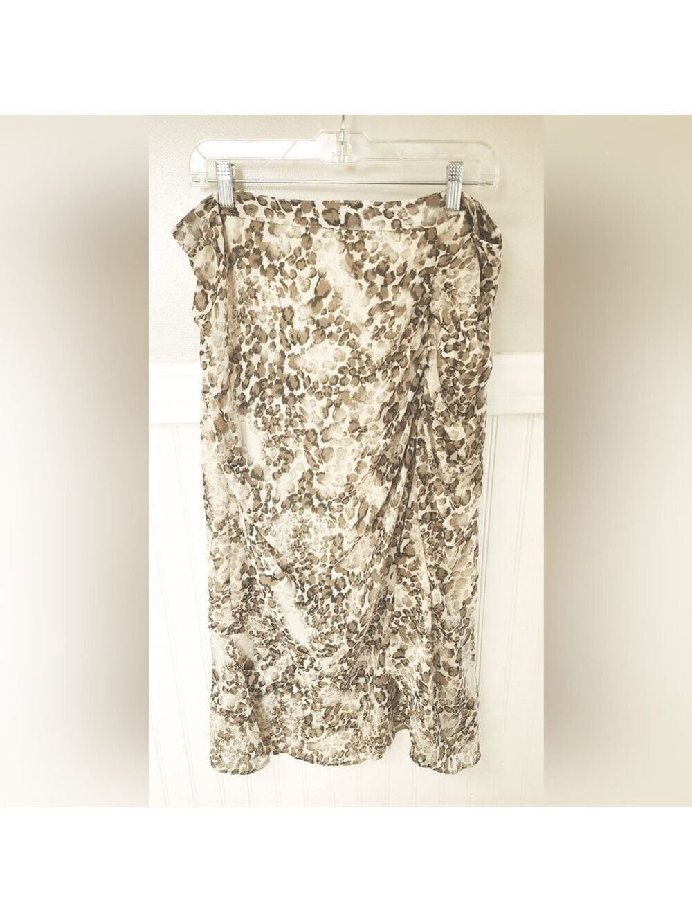 L LOVE Animal Print Cream Ruched Skirt 2XL - New With Tags